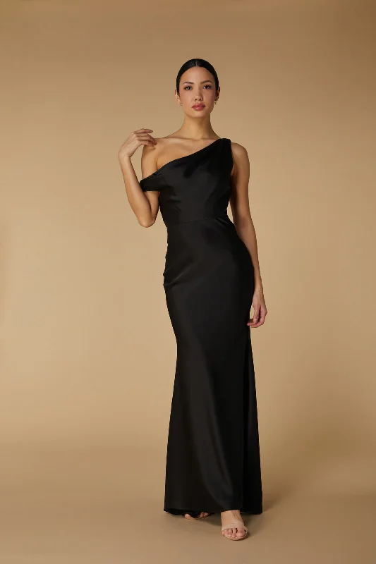 Artemis Drop Shoulder Satin Maxi Dress