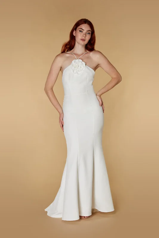 Kaz Floral Appliqué Maxi Dress with Open Back