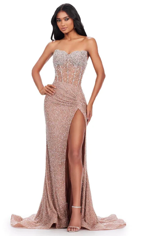 Ashley Lauren 11648 - Sweetheart High Slit Prom Gown