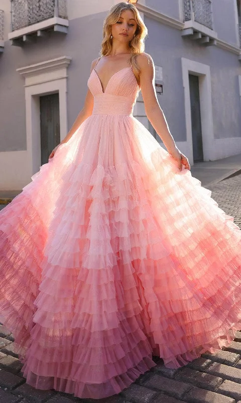 Nox Anabel C1420 - Ruffled Ombre Prom Dress